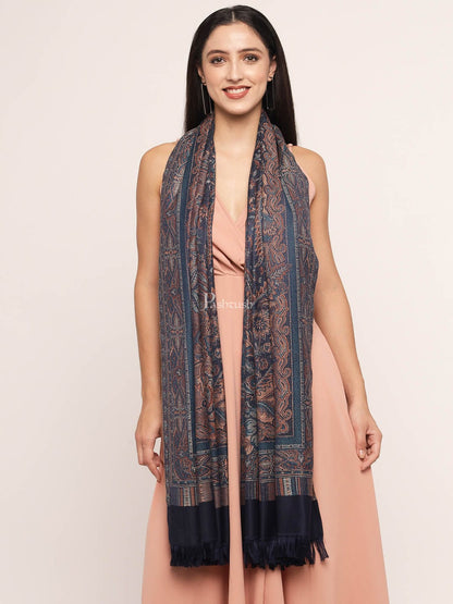 Pashtush India Womens Shawls Pashtush Women'S Jamawar Shawl, Navy Blue