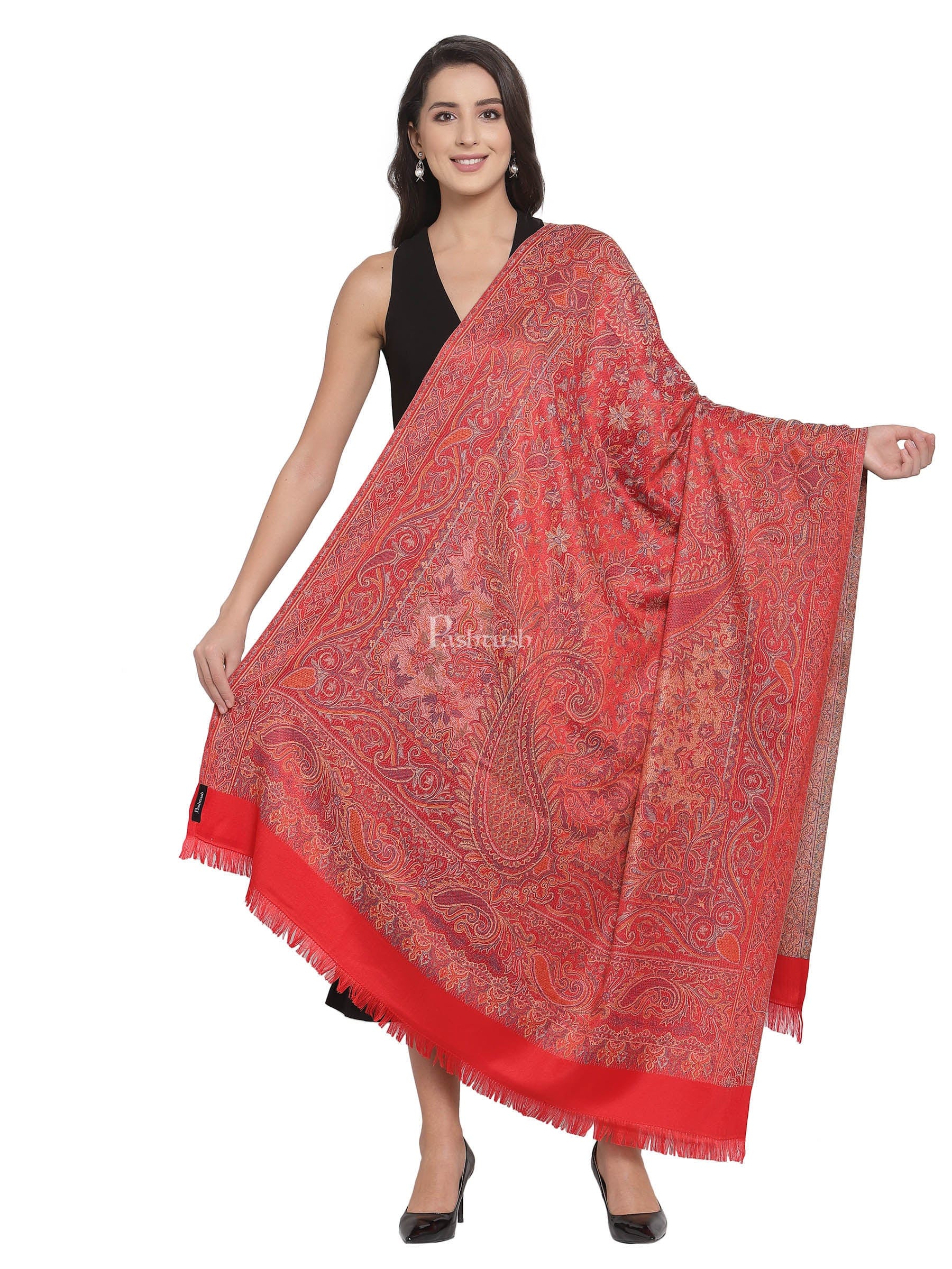 Pashtush India Womens Shawls Pashtush Women'S Jamawar Shawl, Red