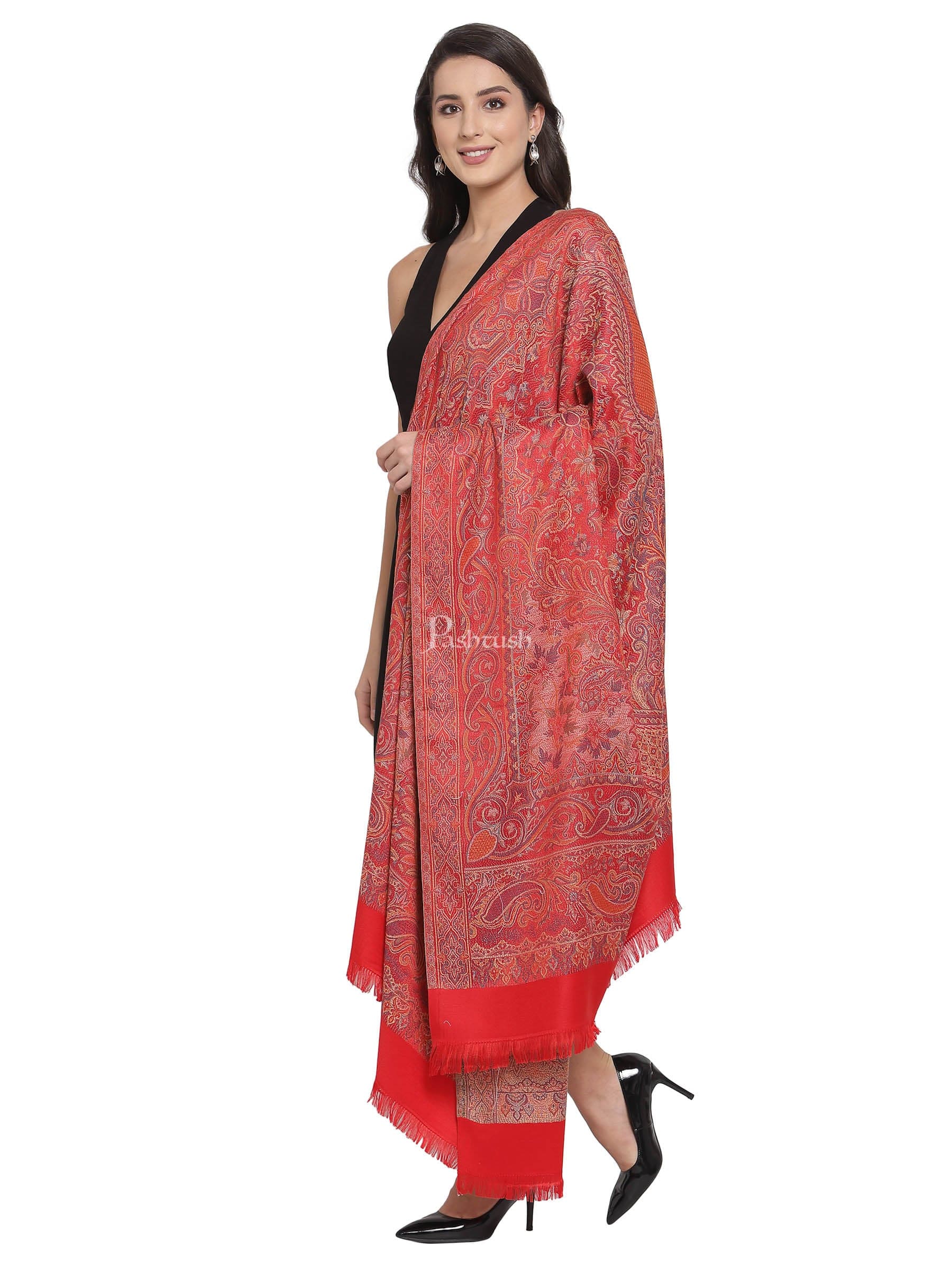 Pashtush India Womens Shawls Pashtush Women'S Jamawar Shawl, Red