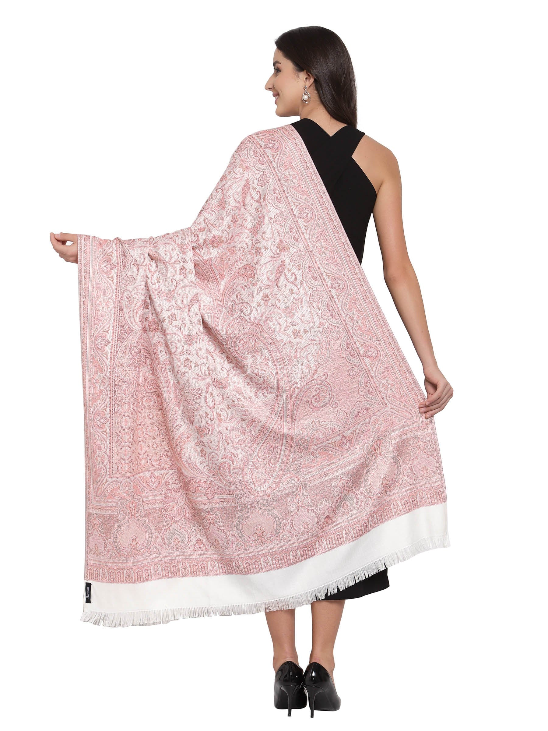 Pashtush India Womens Shawls Pashtush Women'S Jamawar Shawl, Salmon - Ivory