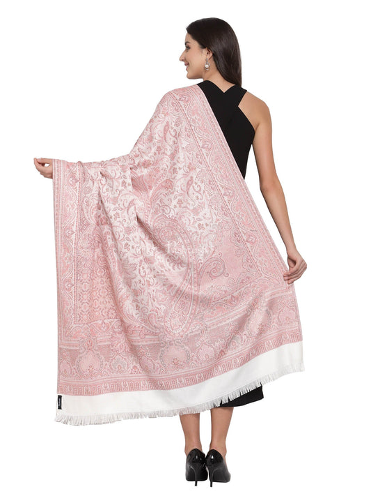 Pashtush India Womens Shawls Pashtush Women'S Jamawar Shawl, Salmon - Ivory