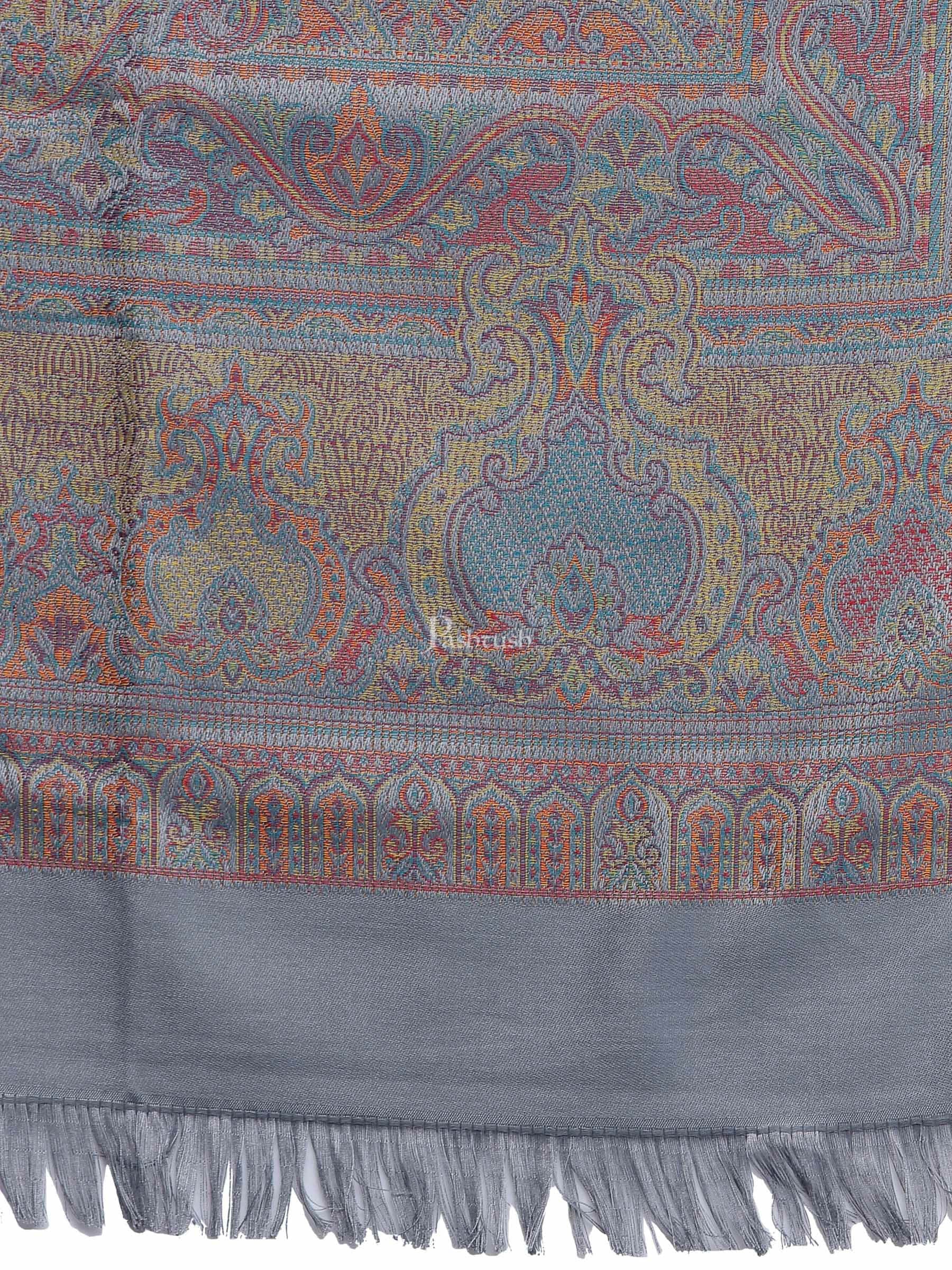 Pashtush India Womens Shawls Pashtush Women'S Jamawar Shawl, Slate Grey