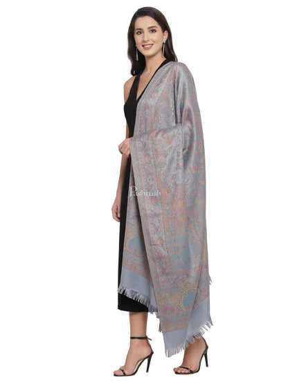 Pashtush India Womens Shawls Pashtush Women'S Jamawar Shawl, Slate Grey