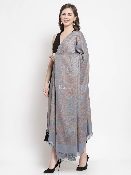 Pashtush India Womens Shawls Pashtush Women'S Jamawar Shawl, Slate Grey