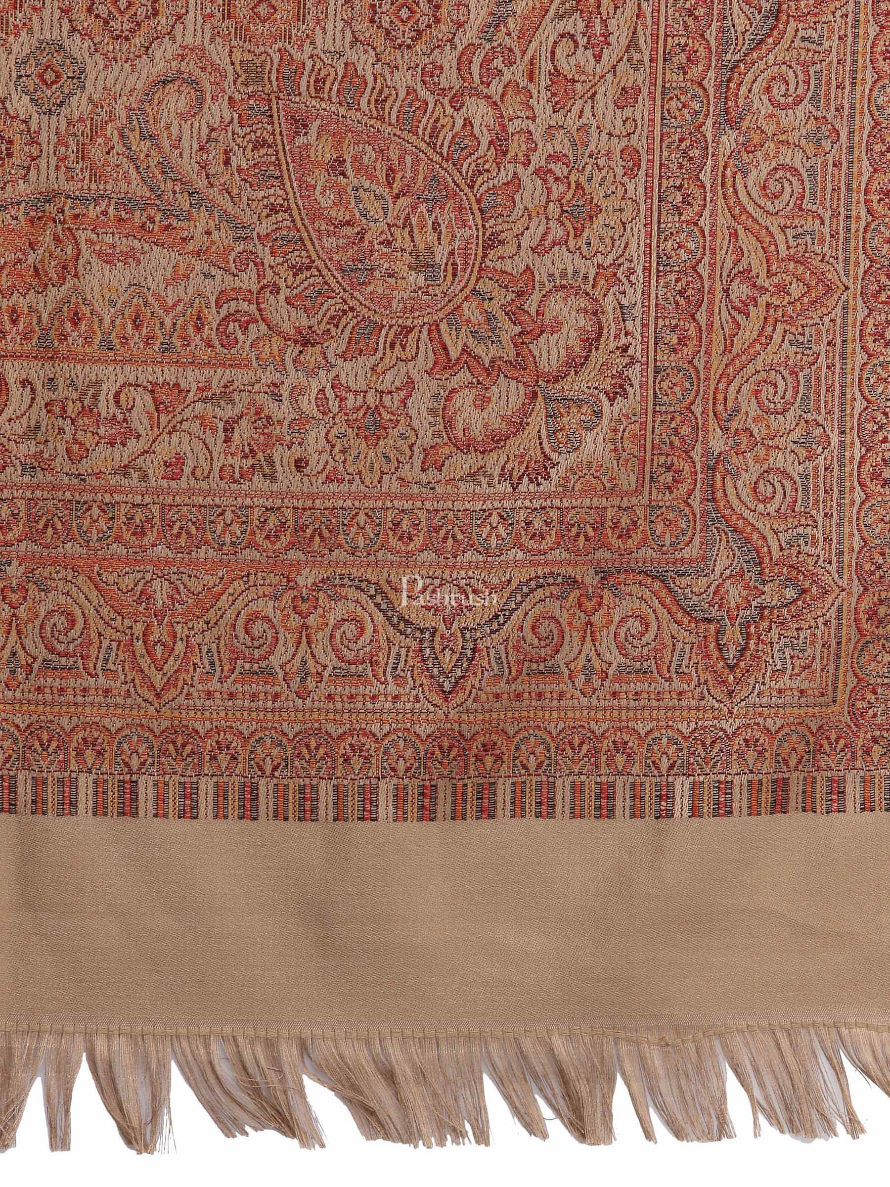 Pashtush India Womens Shawls Pashtush Women'S Jamawar Shawl, Soft And Warm Earthy Beige