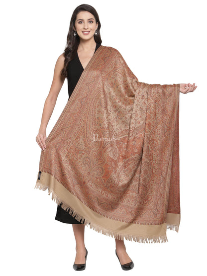 Pashtush India Womens Shawls Pashtush Women'S Jamawar Shawl, Soft And Warm Earthy Beige