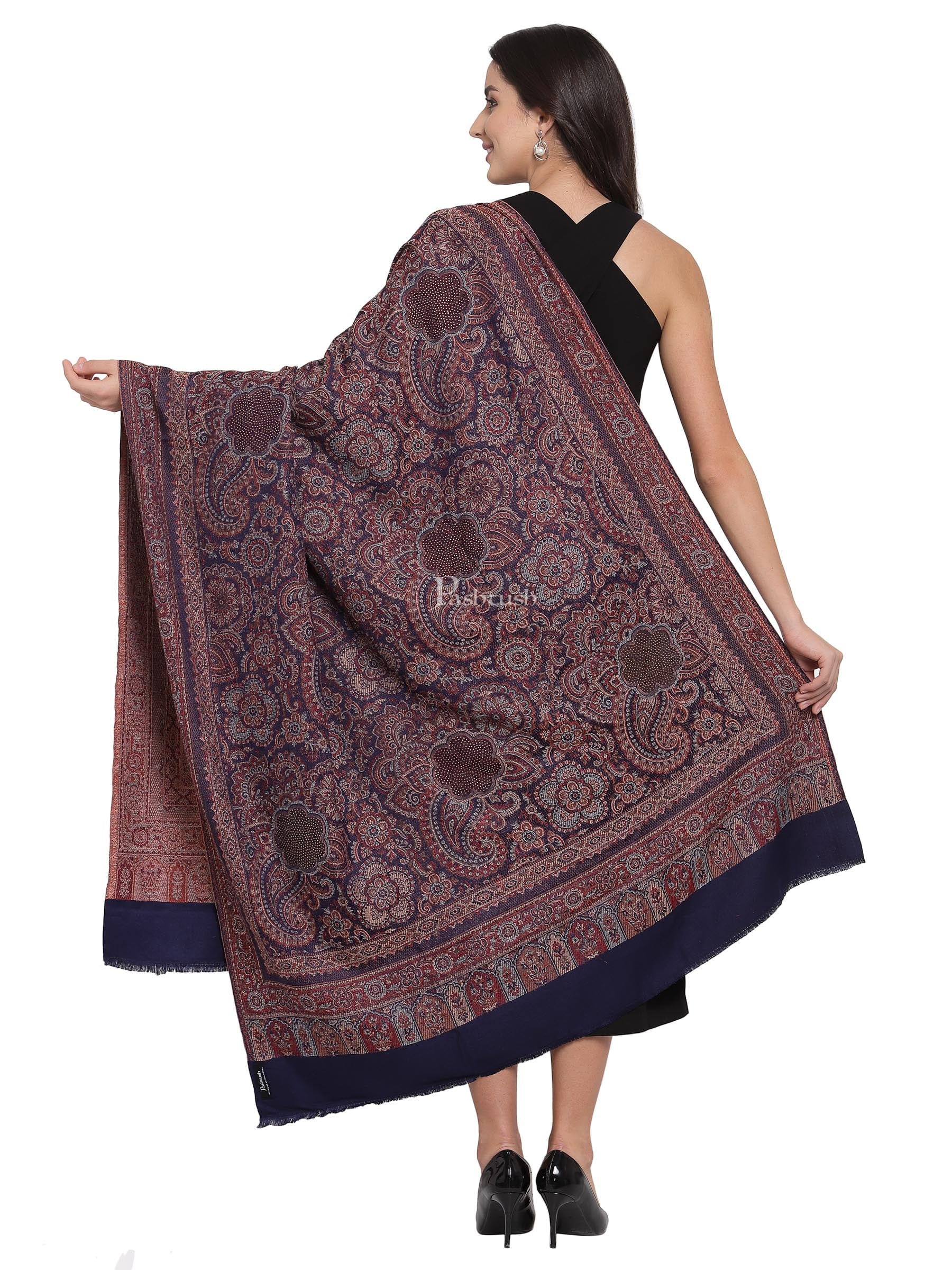 Pashtush India Womens Shawls Pashtush Women'S Jamawar Shawl With Crystal Work Shawl, Faux Pashmina