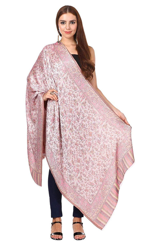 Pashtush Women'S Ethnic Design, Soft Bamboo Scarf, Casual Stole, Flamingo Pink