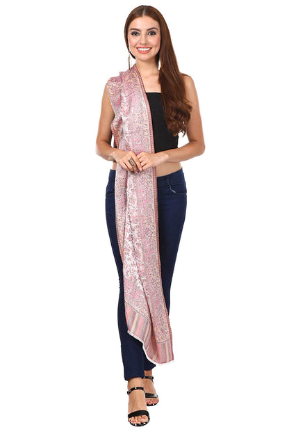 Pashtush Women'S Ethnic Design, Soft Bamboo Scarf, Casual Stole, Flamingo Pink