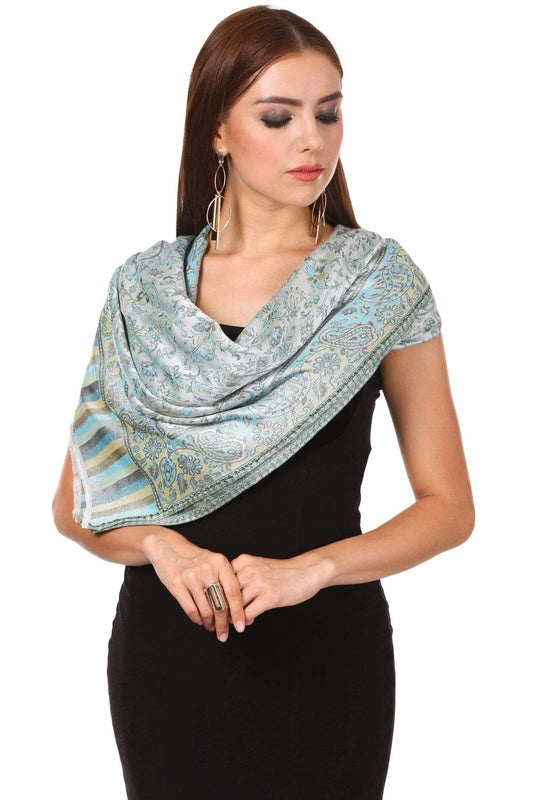Pashtush India 70x200 Pashtush Women's Kaani Design, Soft Bamboo Scarf, Casual Stole, Sea Green