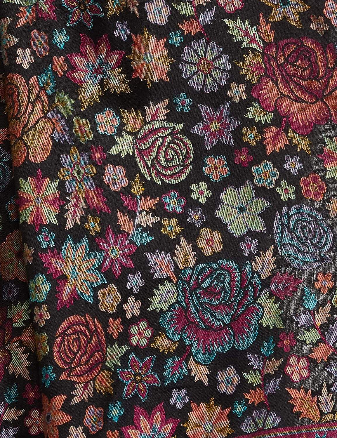 Pashtush India 70x200 Pashtush Women's Kaani Design, Soft Bamboo Scarf, Casual Stoles - Gulaabdar Black