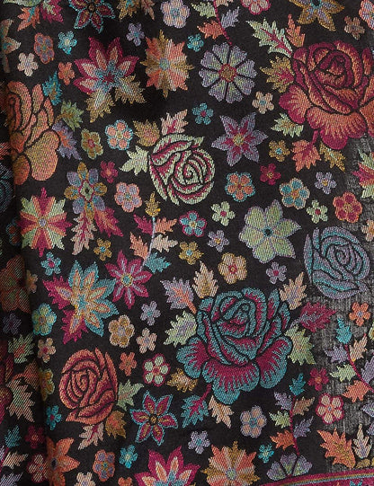 Pashtush India 70x200 Pashtush Women's Kaani Design, Soft Bamboo Scarf, Casual Stoles - Gulaabdar Black