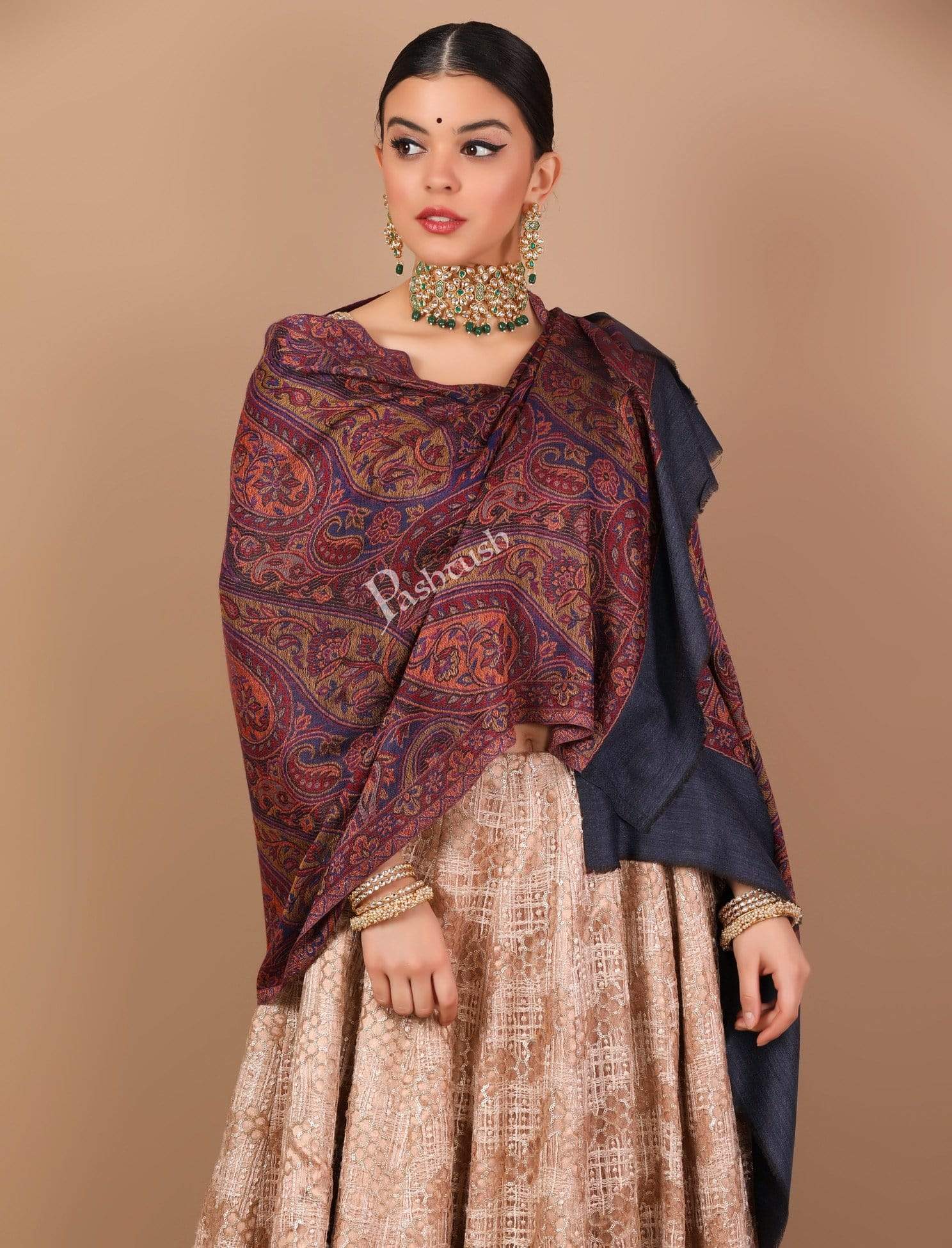 Pashtush Shawl Store Stole Pashtush Women's Kaani Design, Soft Bamboo Scarf, Casual Stoles - Multicolored