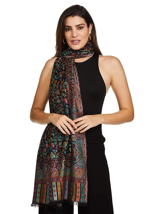 Pashtush India 70x200 PASHTUSH WOMEN'S KAANI DESIGN, SOFT BAMBOO SCARF, CASUAL STOLES - MULTICOLOURED