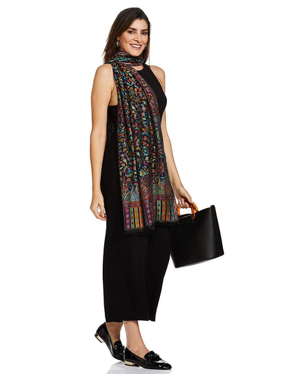 Pashtush India 70x200 PASHTUSH WOMEN'S KAANI DESIGN, SOFT BAMBOO SCARF, CASUAL STOLES - MULTICOLOURED