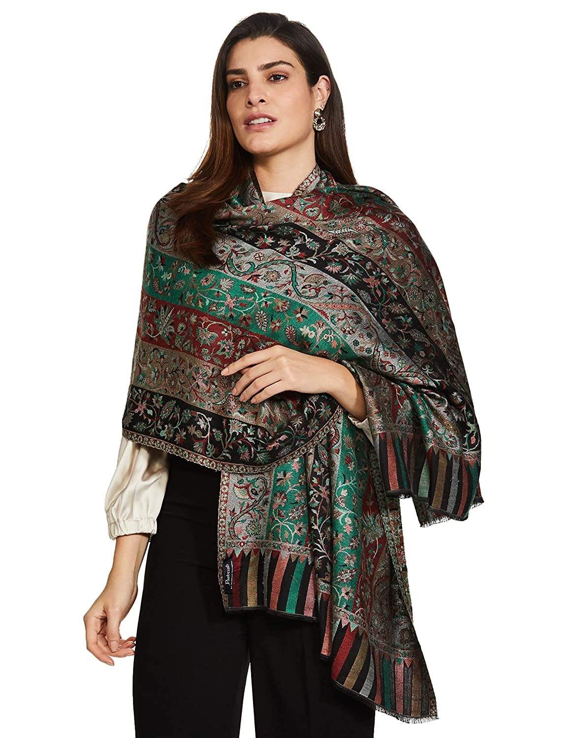 Pashtush India 70x200 Pashtush Women's Kaani Design, Soft Bamboo Scarf, Casual Stoles, Wraps