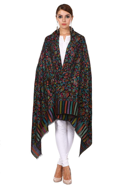 Pashtush Women'S Ethnic Design, Soft Bamboo Scarf, Casual Stoles, Wraps (Soft Bamboo) Black