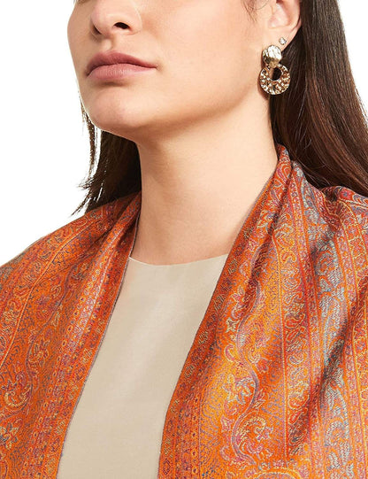 Pashtush India 100x200 Pashtush Women's Kashmiri Jamawar Shawl, Amber