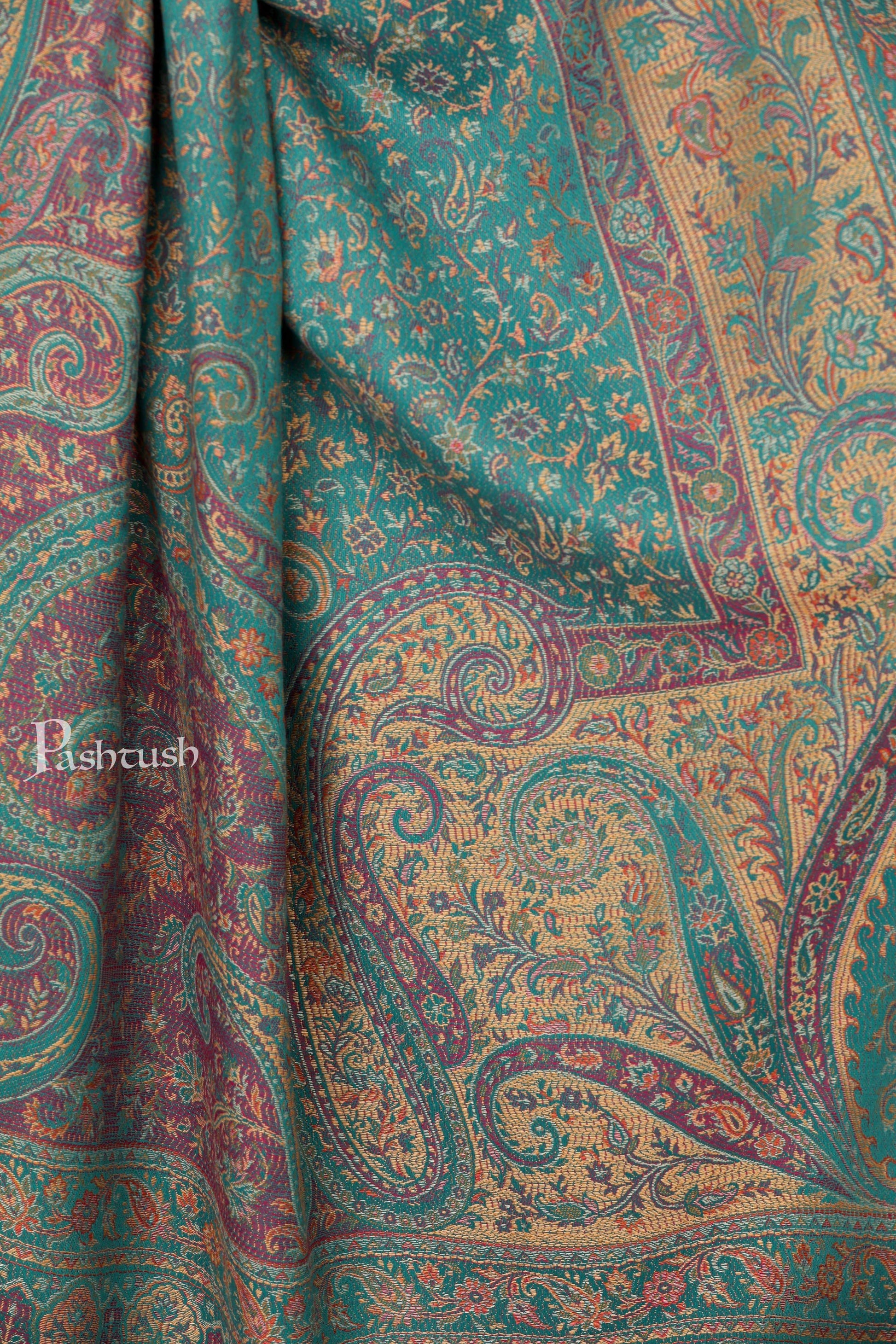 Pashtush India 100x200 Pashtush Women's Kashmiri Jamawar Shawl, Arabic blue