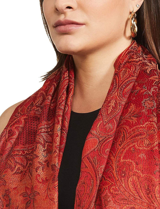 Pashtush India 100x200 Pashtush Women's Kashmiri Jamawar Shawl, Deep Maroon