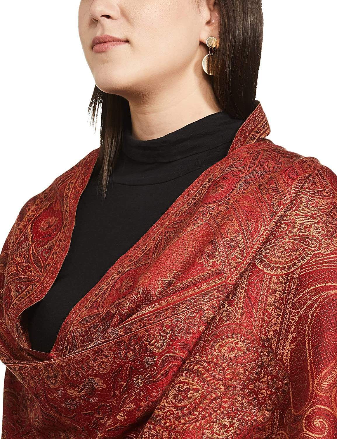 Pashtush India 100x200 Pashtush Women's Kashmiri Jamawar Shawl, Deep Maroon