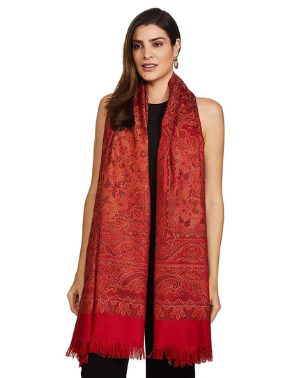 Pashtush India 100x200 Pashtush Women's Kashmiri Jamawar Shawl, Deep Maroon