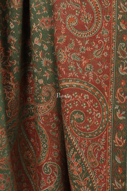 Pashtush India Shawl Pashtush Women's Kashmiri Jamawar Shawl, Emerald Green