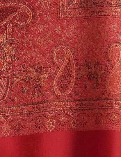Pashtush India 100x200 Pashtush Women's Kashmiri Jamawar Shawl, Faux Pashmina, Red