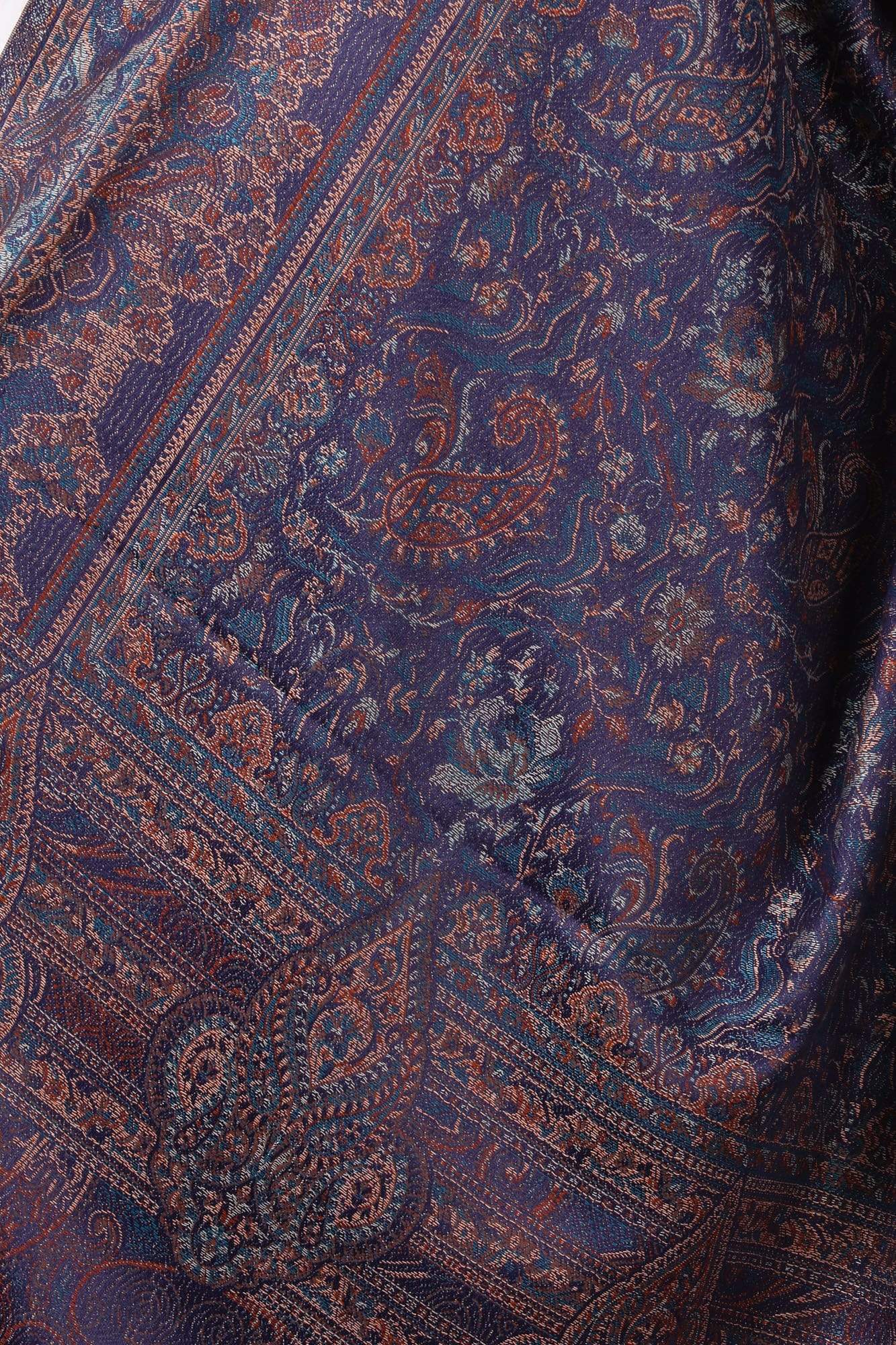 Pashtush India 100x200 Pashtush Women's Kashmiri Jamawar Shawl, Navy blue