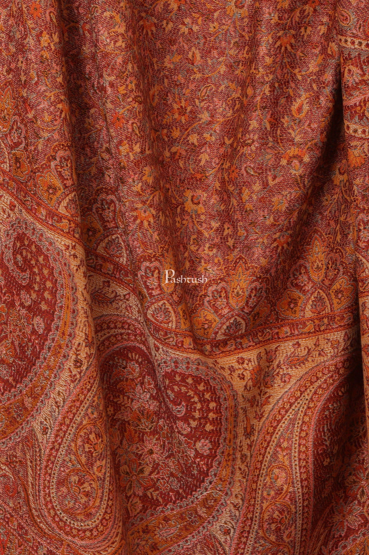 Pashtush India 100x200 Pashtush Women's Kashmiri Jamawar Shawl, Rust