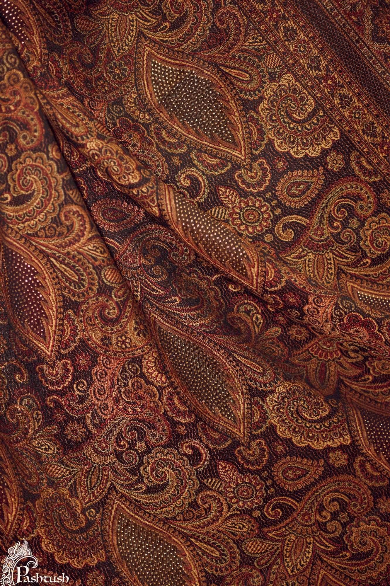 Pashtush Women'S Jamawar Shawl With Crystal Work Shawl, Faux Pashmina