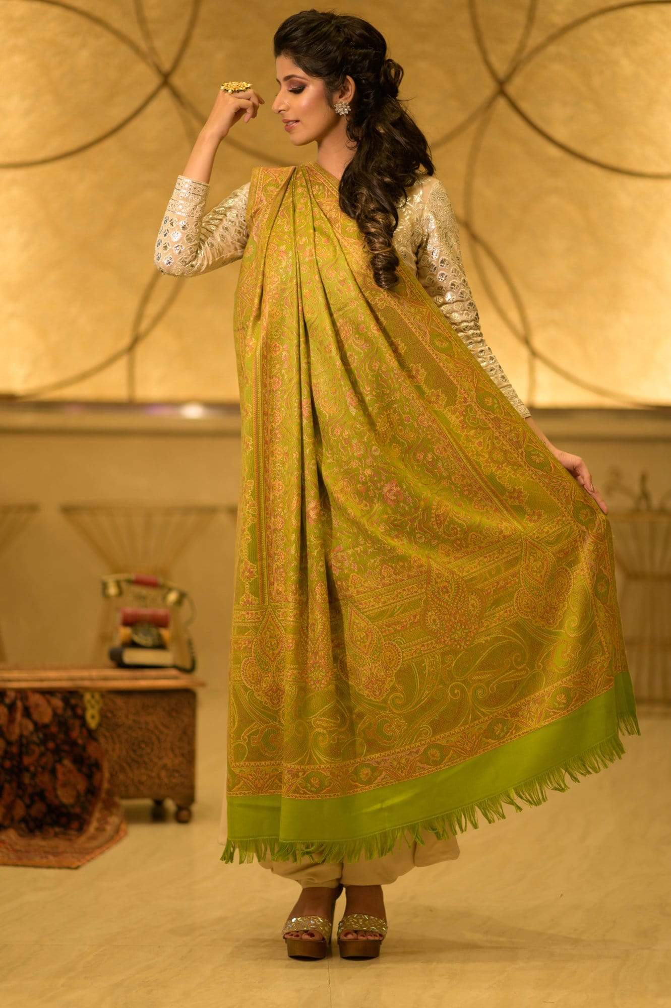 Pashtush India Shawl Pashtush Women's Kashmiri Shawl, Faux Pashmina Design