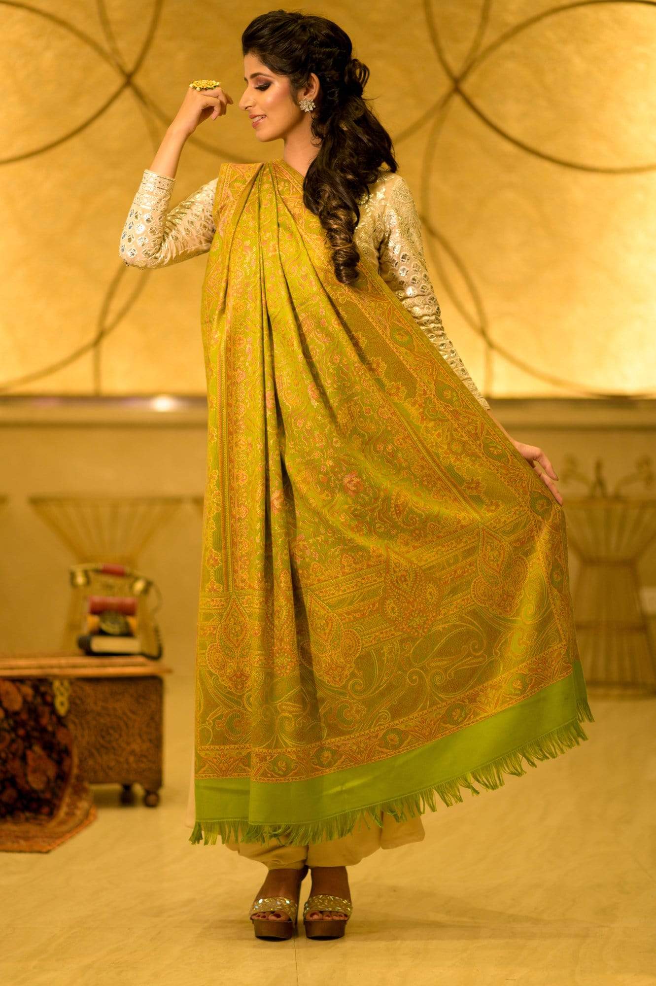 Pashtush India Shawl Pashtush Women's Kashmiri Shawl, Faux Pashmina Design