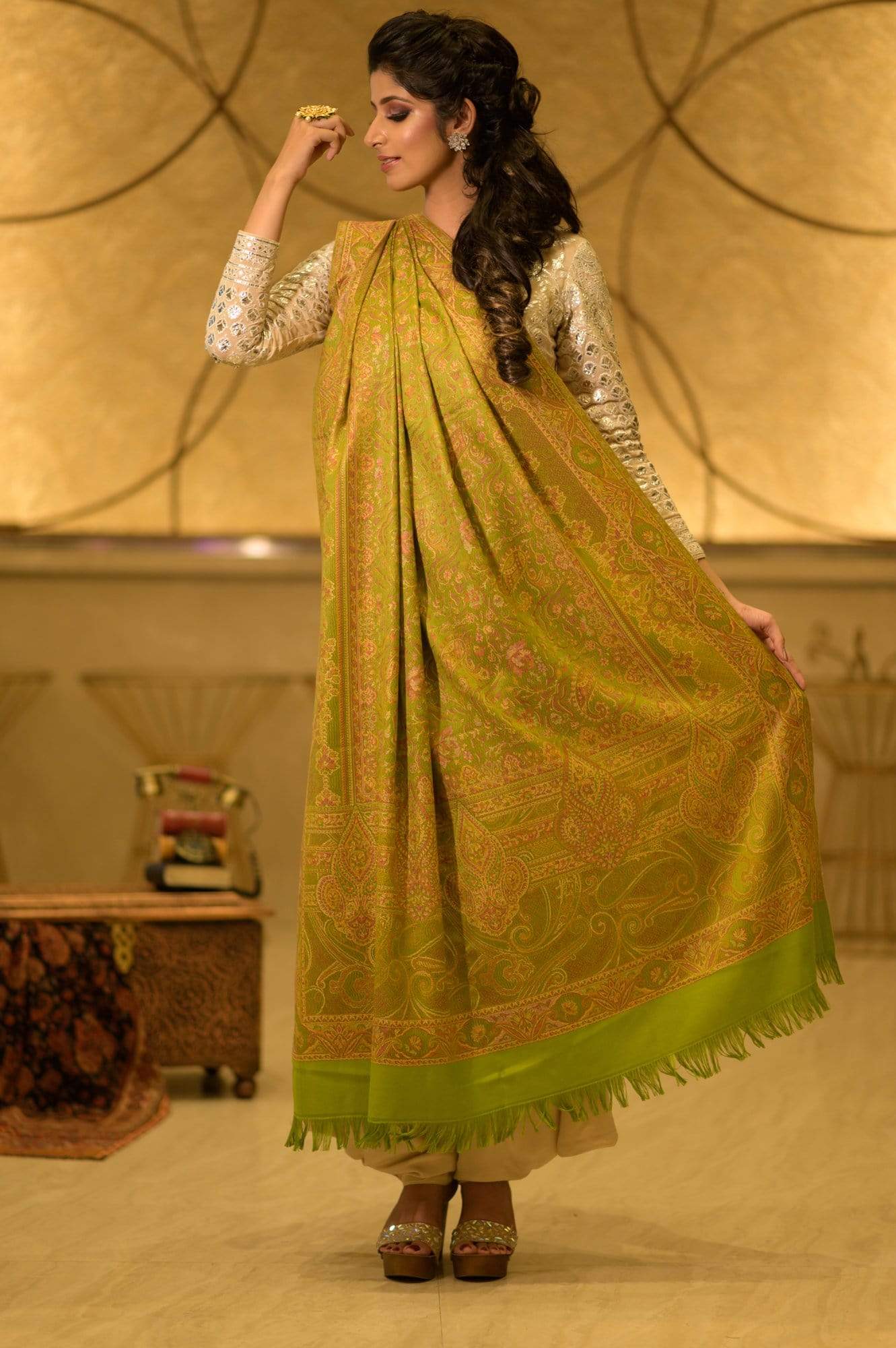 Pashtush India Shawl Pashtush Women's Kashmiri Shawl, Faux Pashmina Design