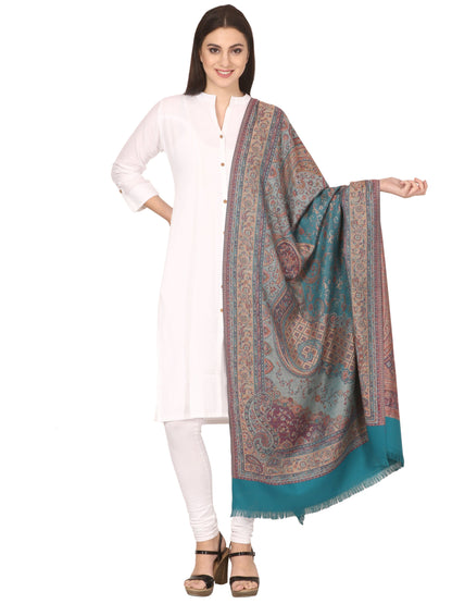 Pashtush India 100x200 Pashtush Women's Kashmiri Shawl, Faux Pashmina Design, Arabian Sea Blue