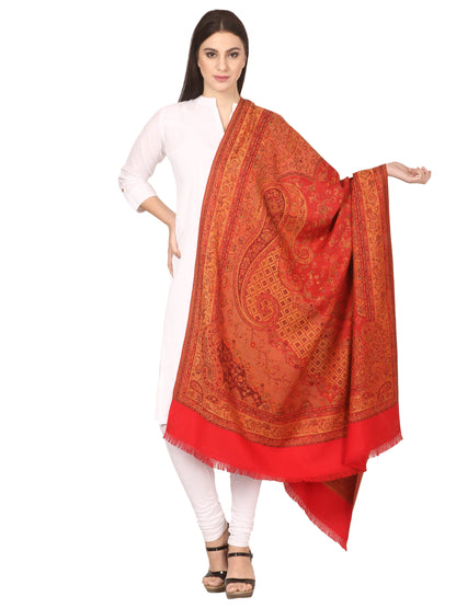 Pashtush India 100x200 Pashtush Women's Kashmiri Shawl, Faux Pashmina Design, Bright Red