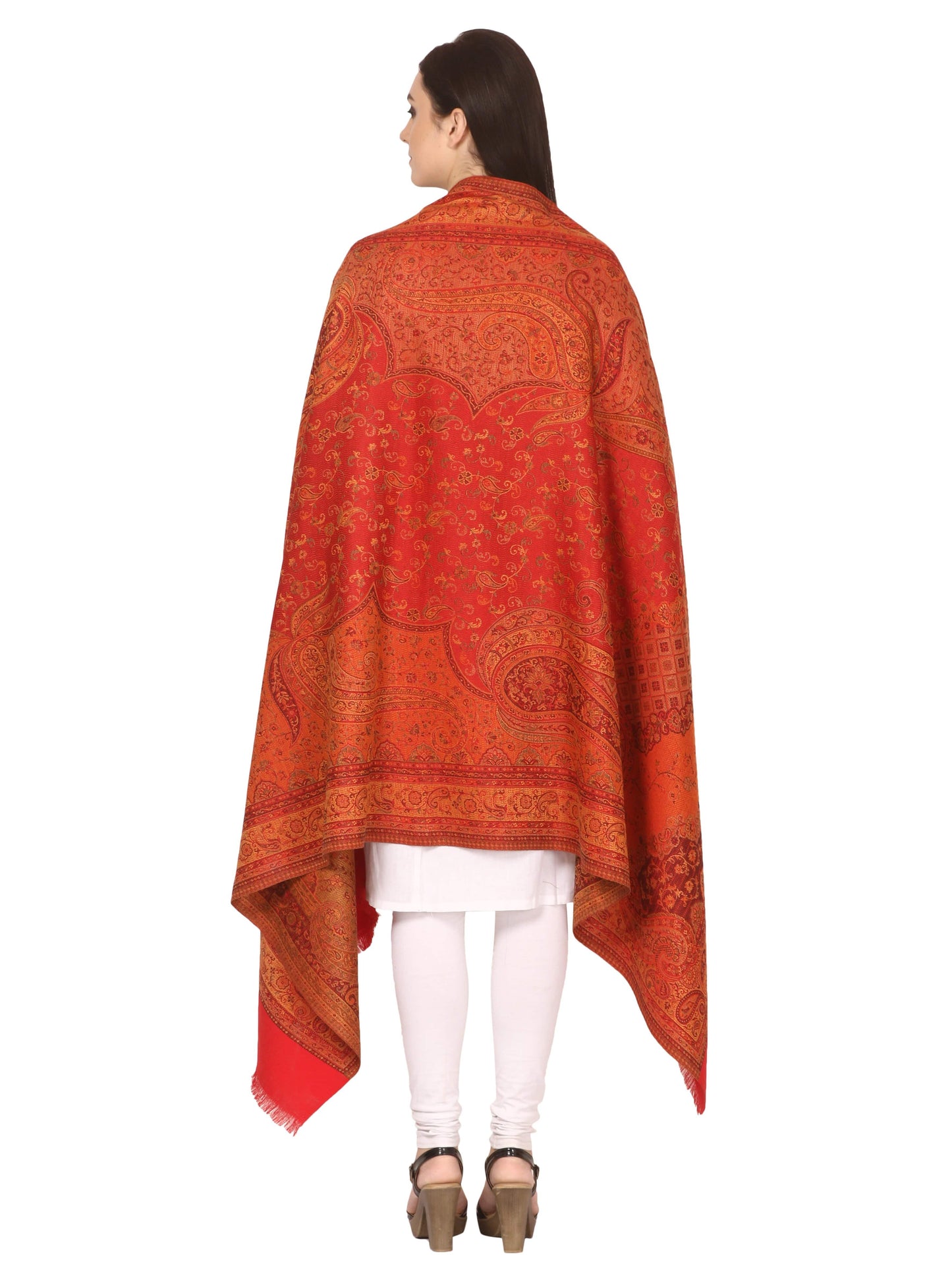 Pashtush India 100x200 Pashtush Women's Kashmiri Shawl, Faux Pashmina Design, Bright Red