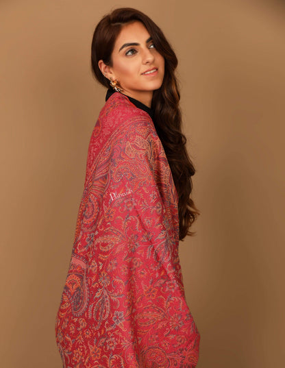 Pashtush India Shawl Pashtush Women's Kashmiri Shawl, Faux Pashmina Design, Fuchsia