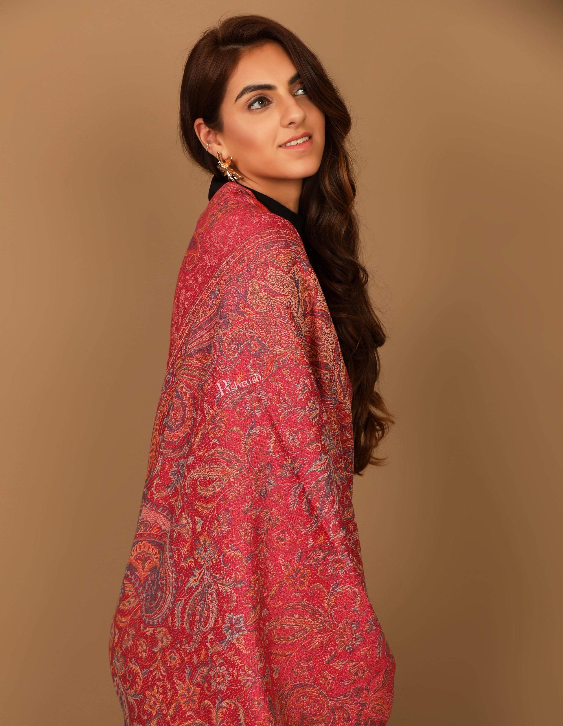 Pashtush India Shawl Pashtush Women's Kashmiri Shawl, Faux Pashmina Design, Fuchsia