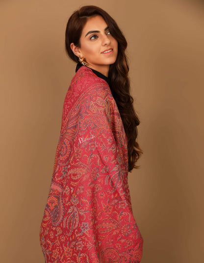 Pashtush India Shawl Pashtush Women's Kashmiri Shawl, Faux Pashmina Design, Fuchsia