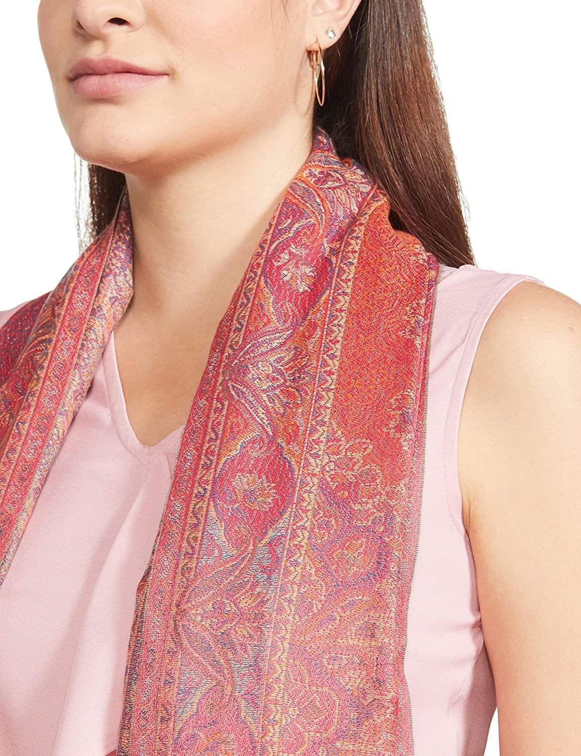 Pashtush India 100x200 Pashtush Women's Kashmiri Shawl, Faux Pashmina Design, Fuchsia