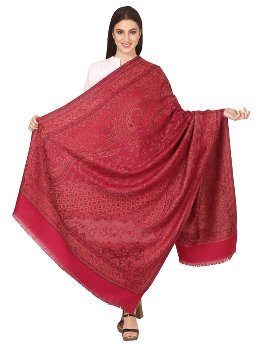 Pashtush India 100x200 Pashtush Women's Kashmiri Shawl, Faux Pashmina Design, Majenta