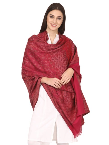 Pashtush India 100x200 Pashtush Women's Kashmiri Shawl, Faux Pashmina Design, Majenta