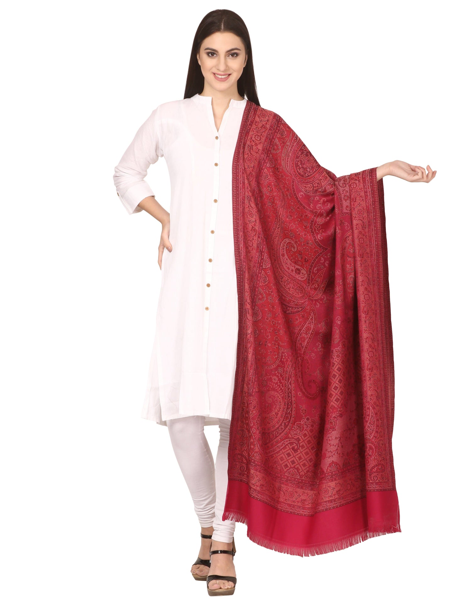 Pashtush India 100x200 Pashtush Women's Kashmiri Shawl, Faux Pashmina Design, Majenta