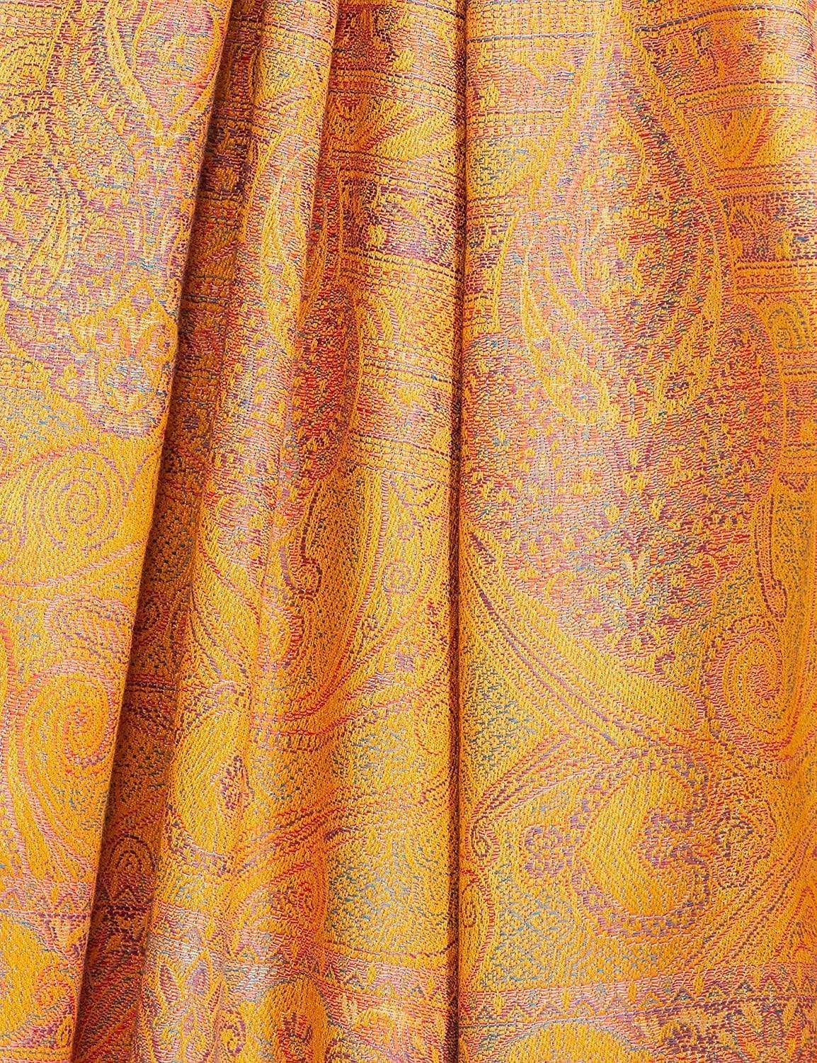 Pashtush India 100x200 Pashtush Women's Kashmiri Shawl, Faux Pashmina Design, Mustard
