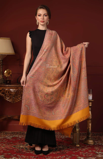 Pashtush India 100x200 Pashtush Women's Kashmiri Shawl, Faux Pashmina Design, Mustard