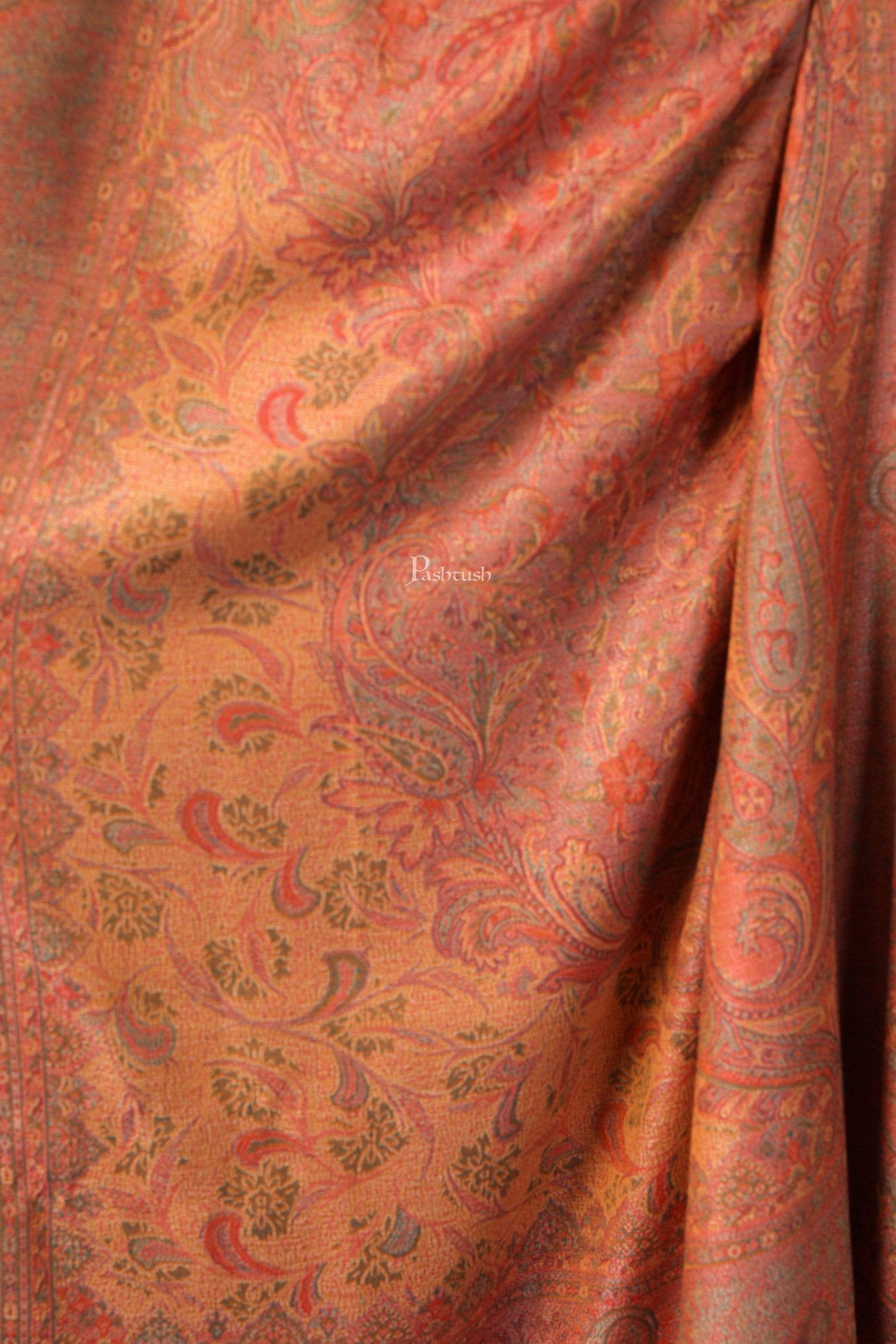 Pashtush India 100x200 Pashtush Women's Kashmiri Shawl, Faux Pashmina Design, Mustard