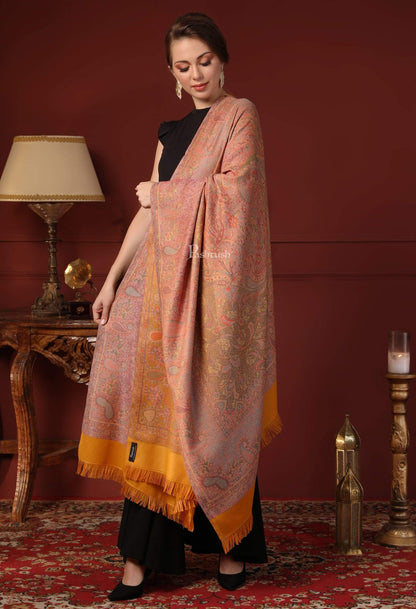 Pashtush India 100x200 Pashtush Women's Kashmiri Shawl, Faux Pashmina Design, Mustard