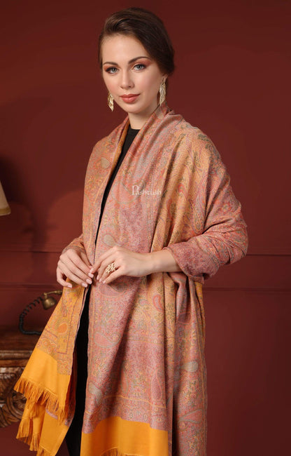 Pashtush India 100x200 Pashtush Women's Kashmiri Shawl, Faux Pashmina Design, Mustard