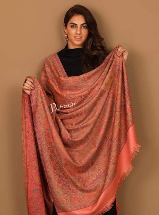 Pashtush India Shawl Pashtush Women's Kashmiri Shawl, Faux Pashmina Design, Peach